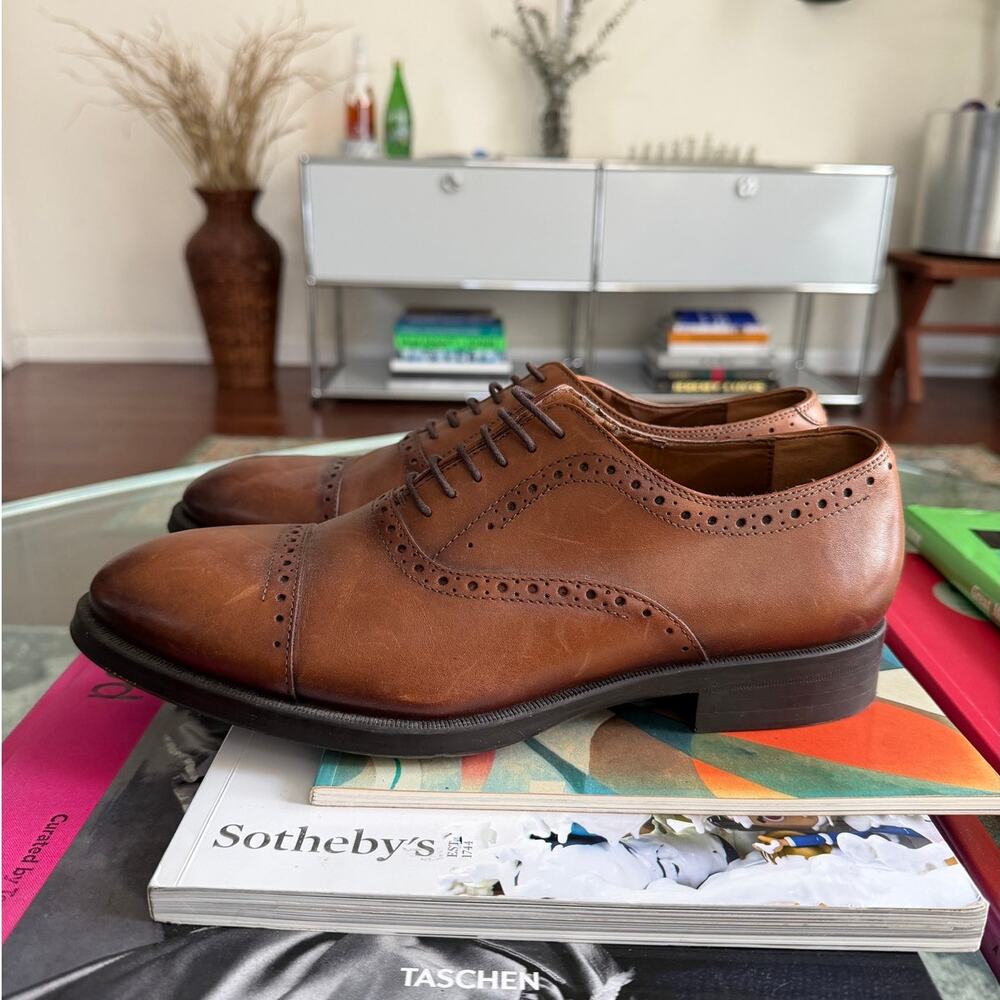 Zara Men's Brown Leather Oxford Dress Shoes